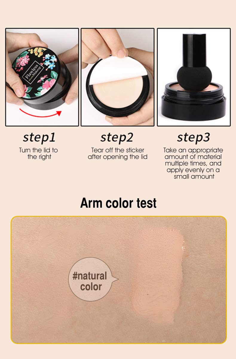Aooba Air Cushion CC Cream Moisturizing Concealer Mushroom Head Brush Waterproof Makeup Foundation Moisture BB Cream for Women Girls (flower) - Image 3
